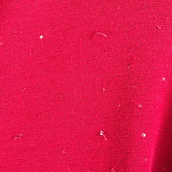 Eileen Fisher 100% Merino Wool Red Sweater with bling - Picture 5 of 7